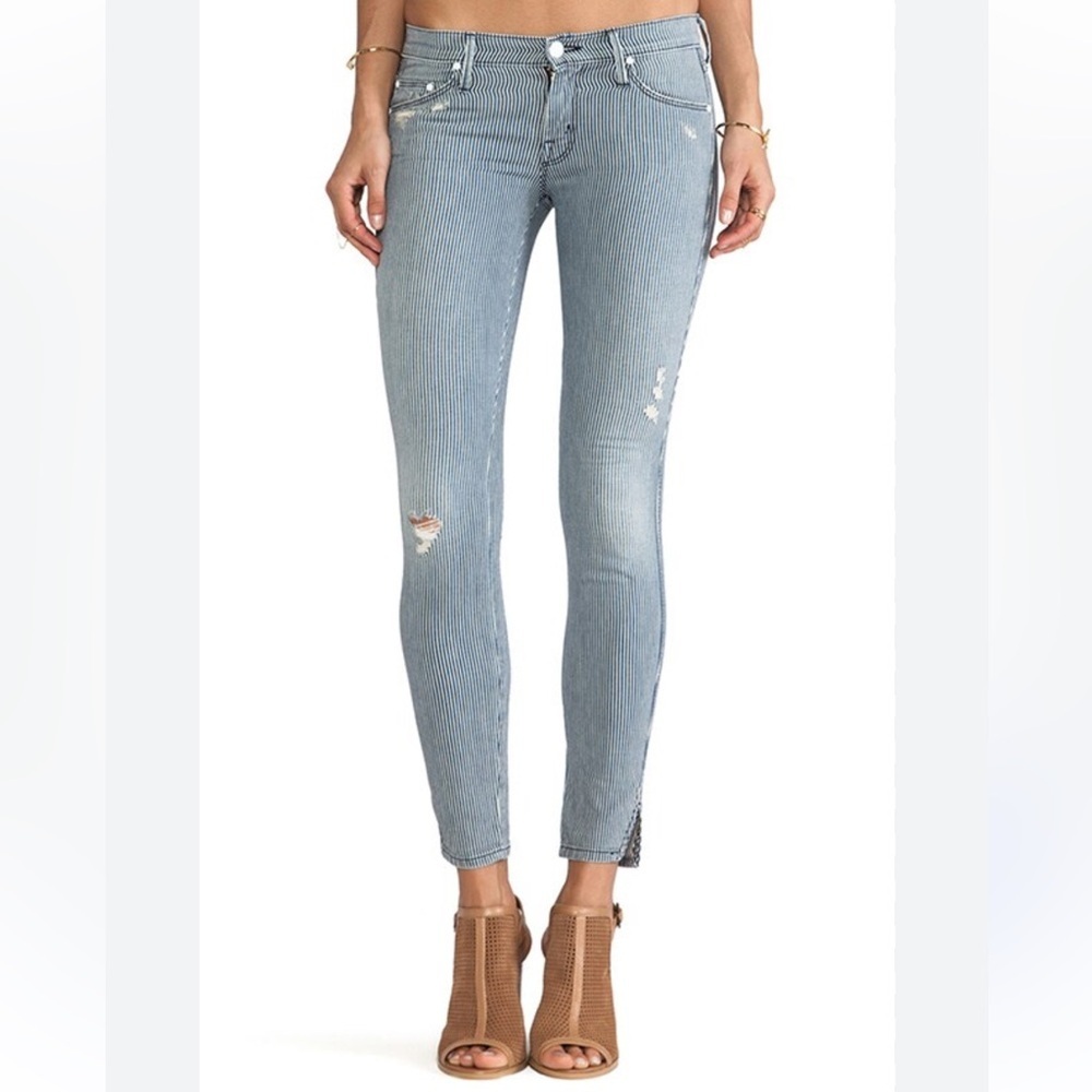 MOTHER The Vamp Skinny Jean Blue Striped Women's Jeans